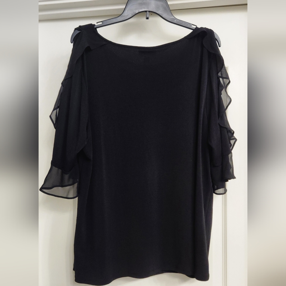 Bold Elements Elegant Black Ruffle Cold Shoulder … - image 2